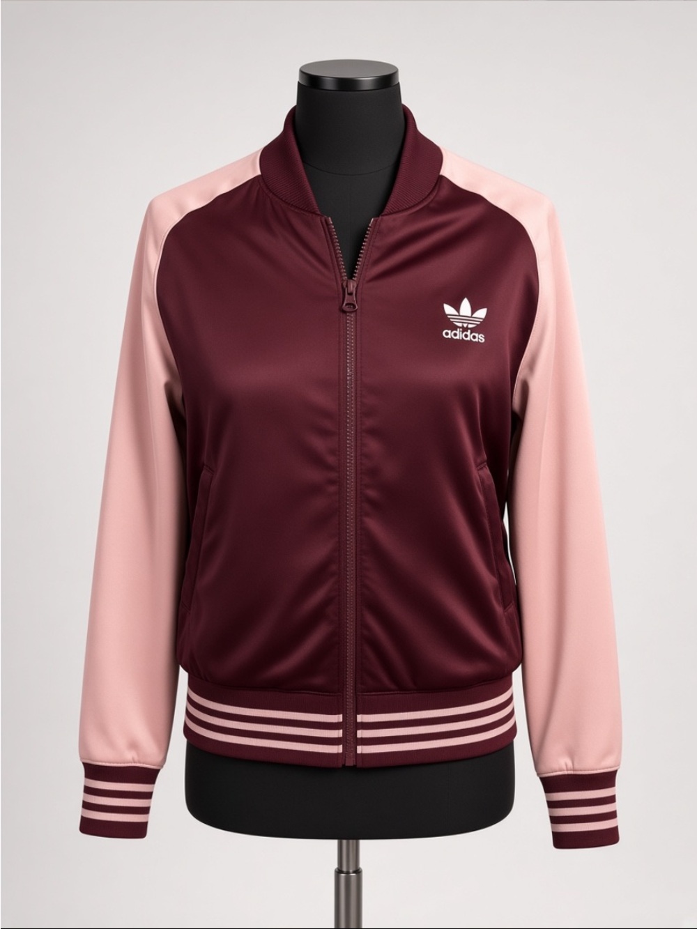 adidas Burgundy and Pink Bomber Track Jacket